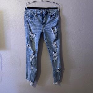 American Eagle Outfitters Distressed Blue Skinny Jeans